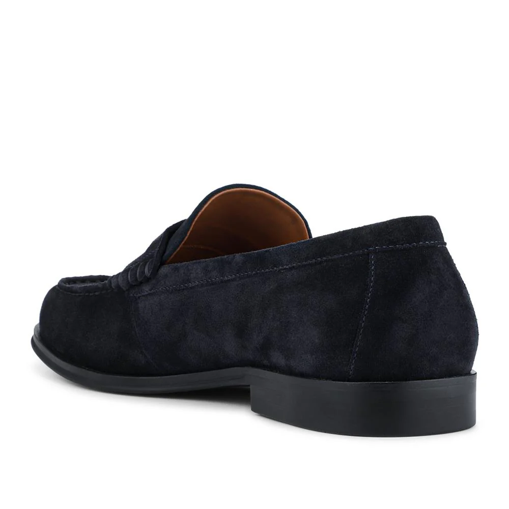 Quadir Slip On Leather Penny Loafers - QUADIR / 328 620 - Navy Suede - Image 3
