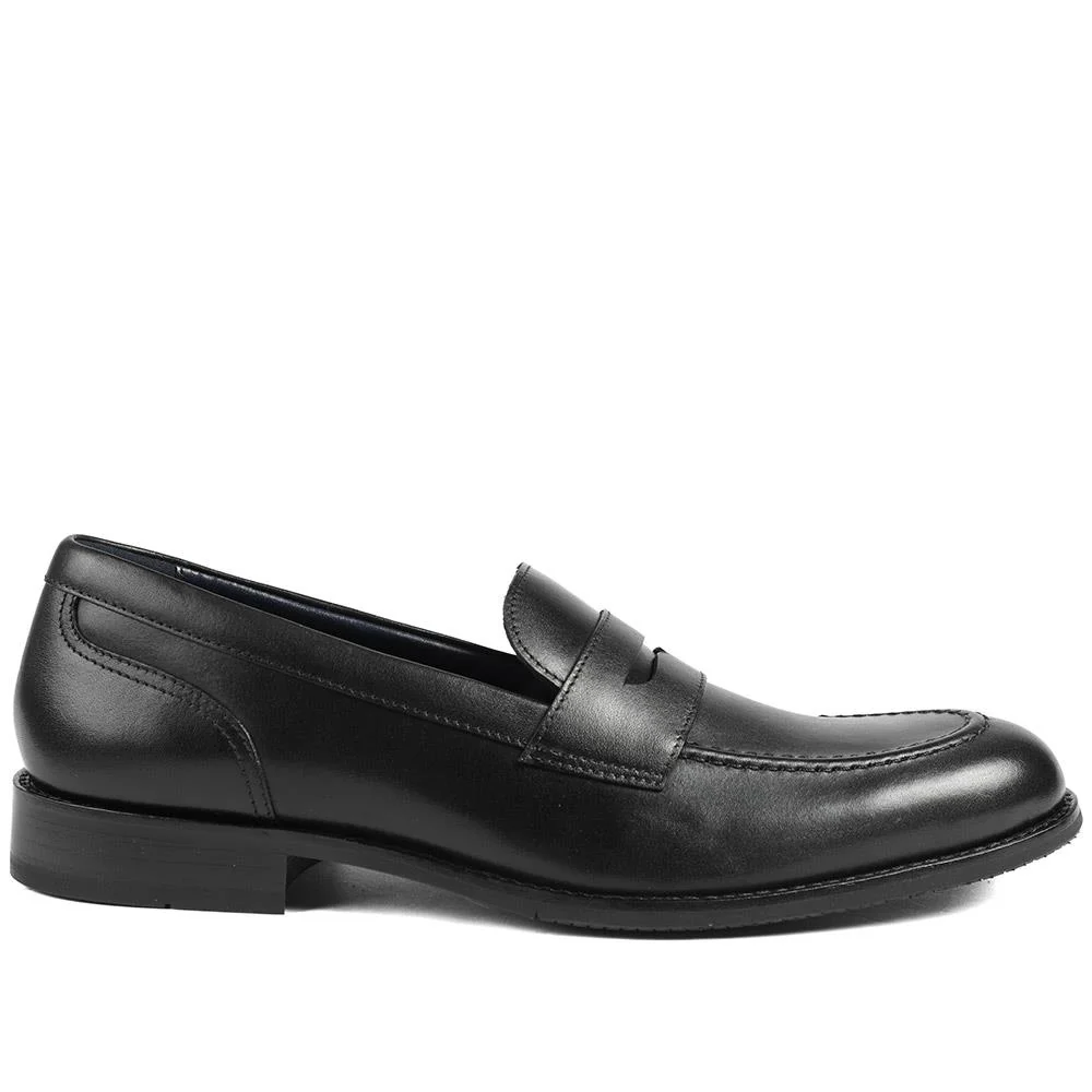 Queensborough Leather Penny Loafers - QUEENBOROUGH / 329 392 - Black Leather - Image 2