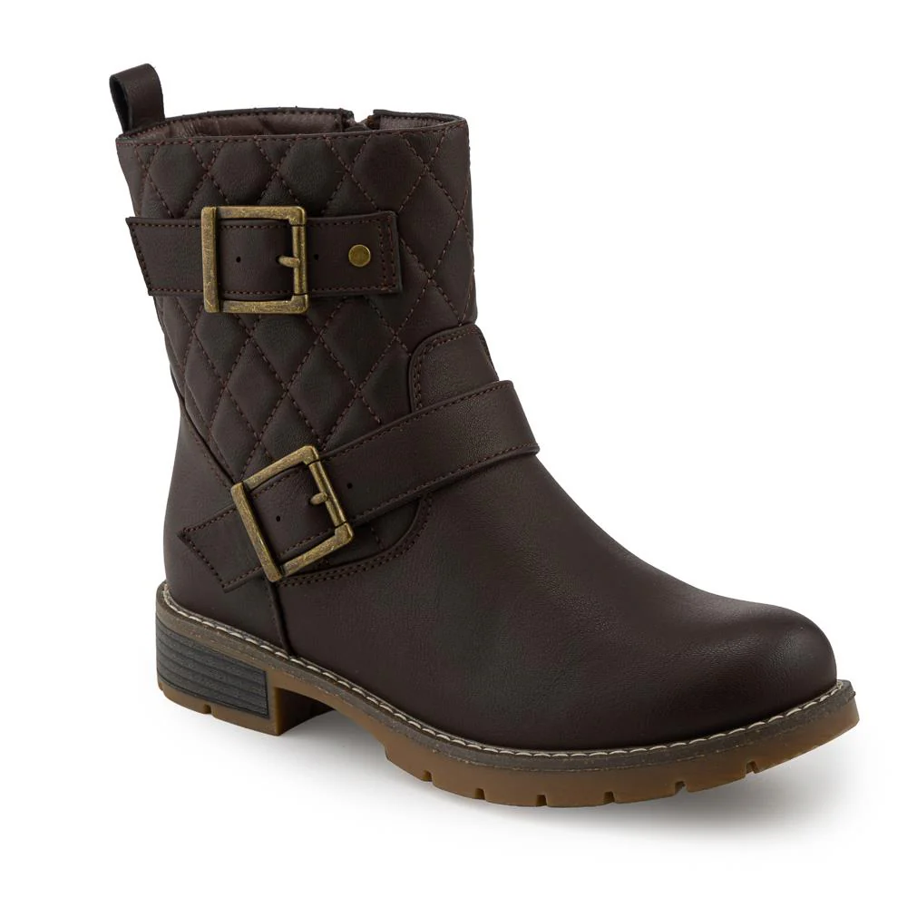 Quilted Dual Buckle Ankle Boots - WBINS42029 / 328 313 - Image 2