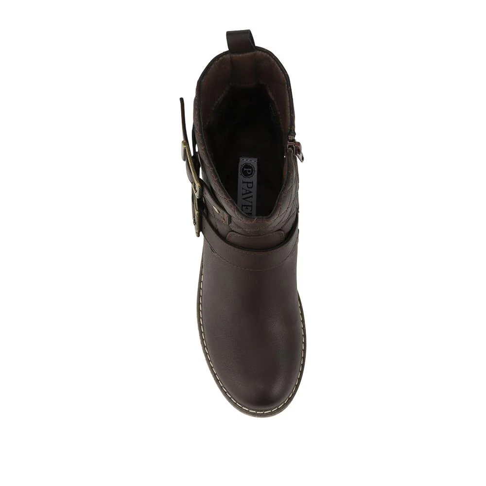 Quilted Dual Buckle Ankle Boots - WBINS42029 / 328 313 - Brown - Image 4