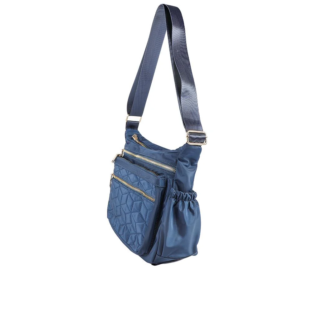 Quilted Multi Zip Crossbody Bag - WAHT43007 / 329 324 - Navy - Image 4