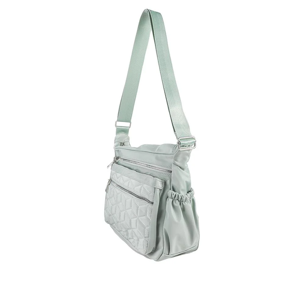 Quilted Multi Zip Crossbody Bag - WAHT43007 / 329 324 - Sage - Image 4