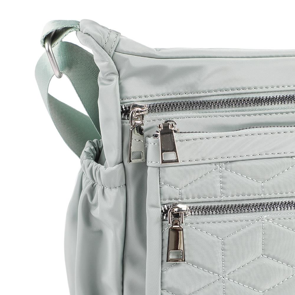 Quilted Multi Zip Crossbody Bag - WAHT43007 / 329 324 - Sage - Image 6