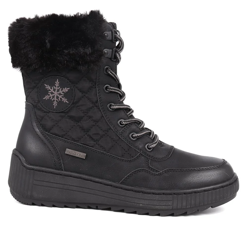 Quilted Water-Resistant Weather Boots - WOIL40064 / 326 383 - Black - Image 2
