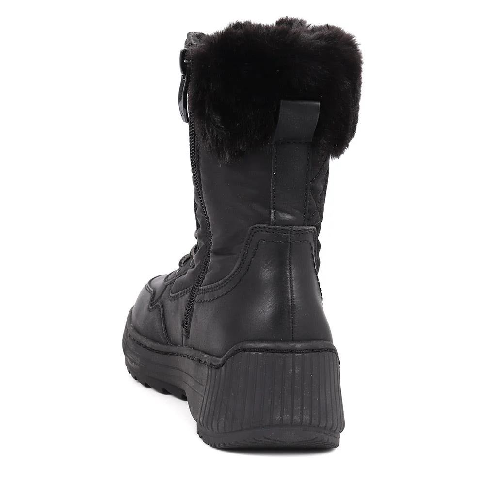 Quilted Water-Resistant Weather Boots - WOIL40064 / 326 383 - Black - Image 3