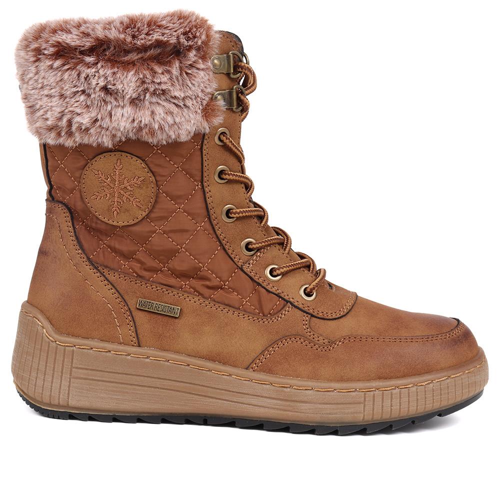 Quilted Water-Resistant Weather Boots - WOIL40064 / 326 383 - Tan - Image 2
