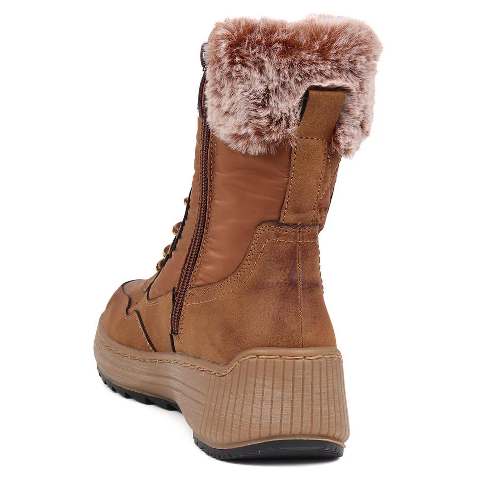 Quilted Water-Resistant Weather Boots - WOIL40064 / 326 383 - Tan - Image 3