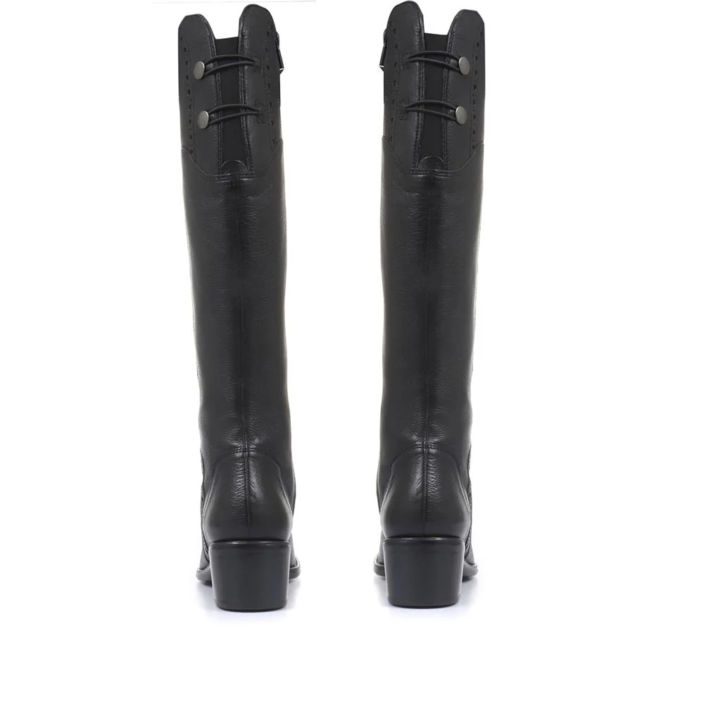 Rachel Medium Calf Fit Leather Rider Boots - RACHELM / 320 894 - Black - Image 3