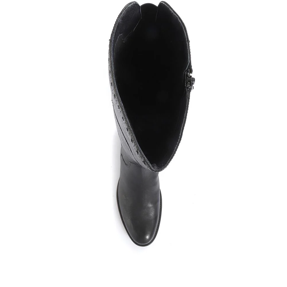Rachel Medium Calf Fit Leather Rider Boots - RACHELM / 320 894 - Black - Image 6