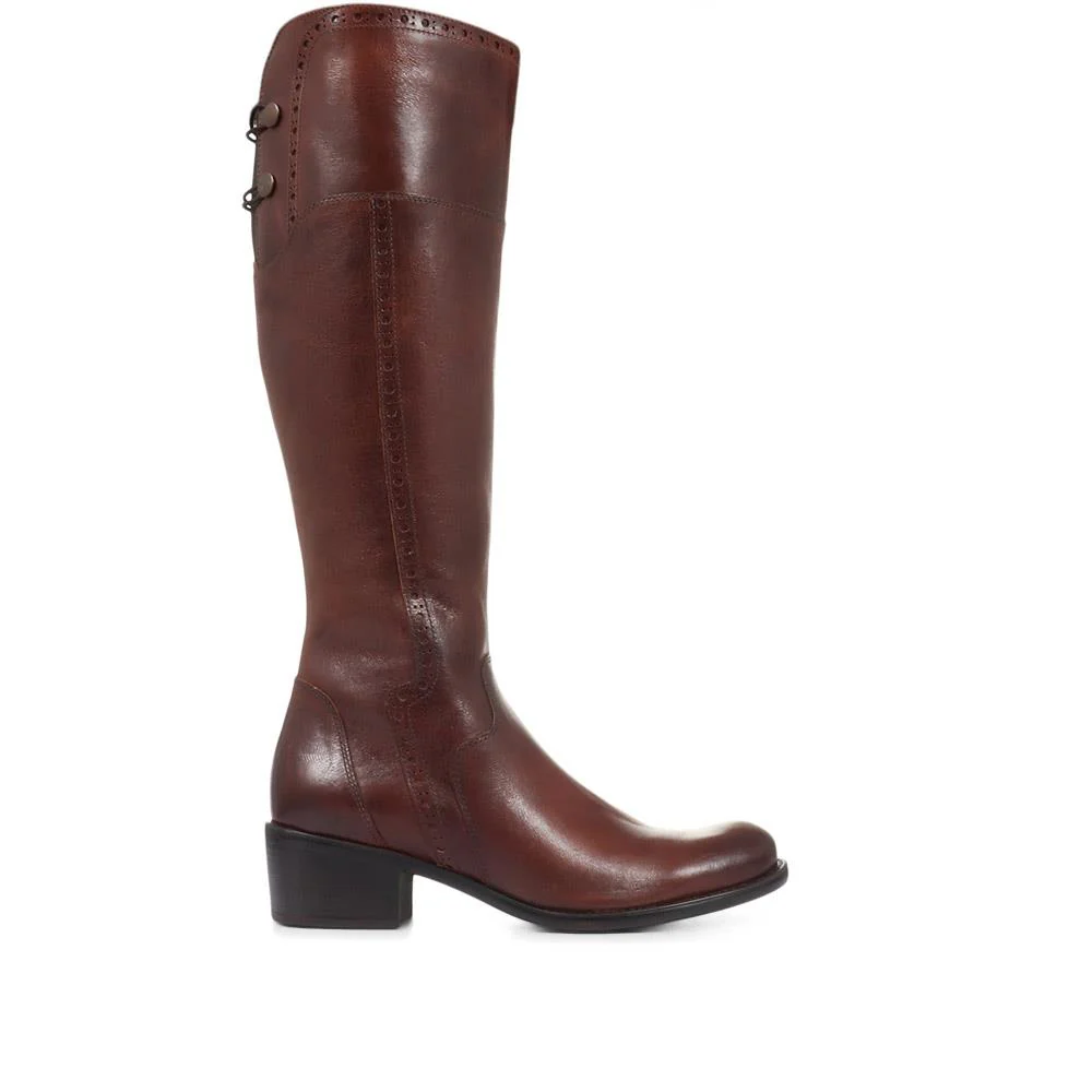 Rachel Slim Calf Fit Leather Rider Boots - RACHELS / 320 893 - Tan - Image 2