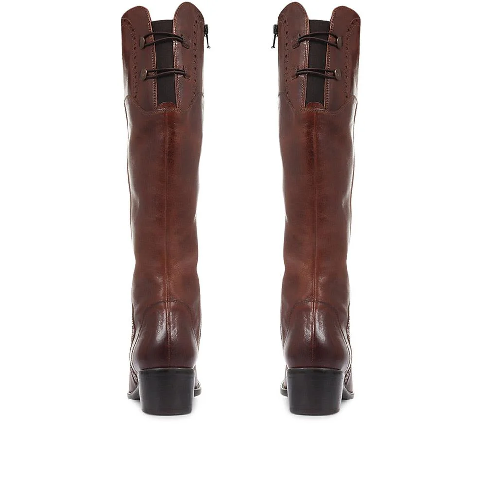 Rachel Slim Calf Fit Leather Rider Boots - RACHELS / 320 893 - Tan - Image 3