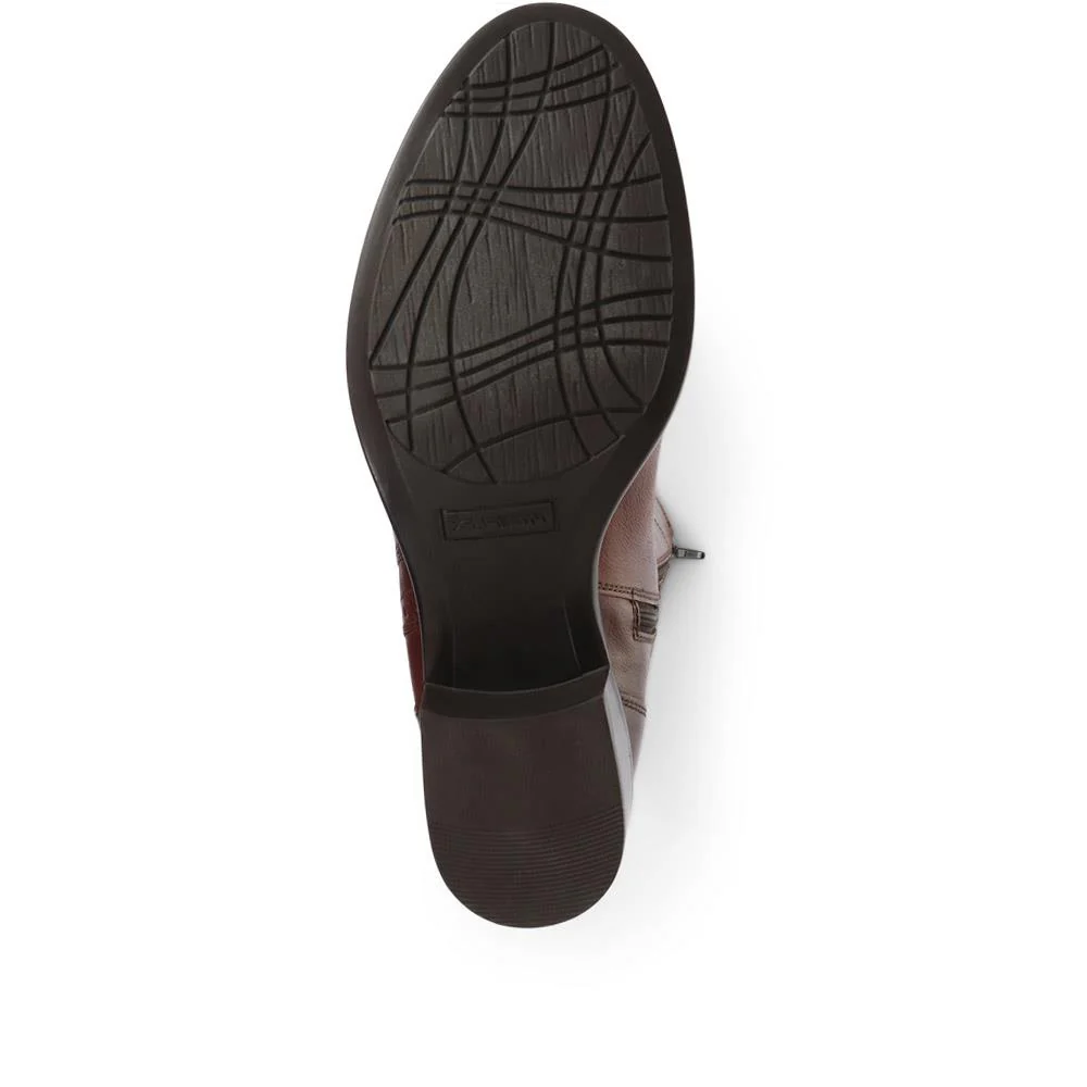 Rachel Slim Calf Fit Leather Rider Boots - RACHELS / 320 893 - Tan - Image 4
