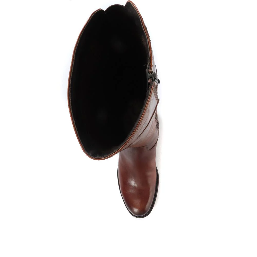 Rachel Slim Calf Fit Leather Rider Boots - RACHELS / 320 893 - Tan - Image 5