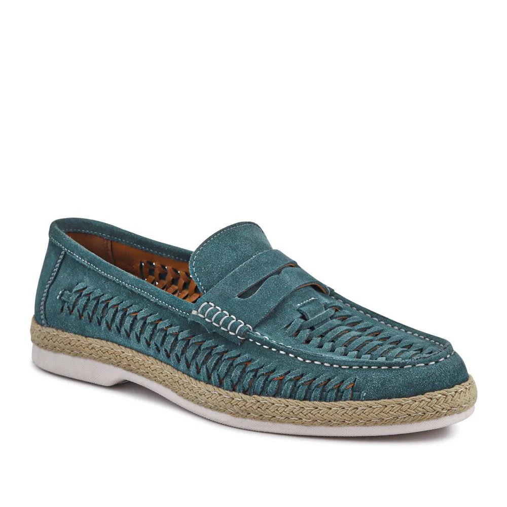 Raheem Leather Loafers - RAHEEM / 326 928 - Green Suede