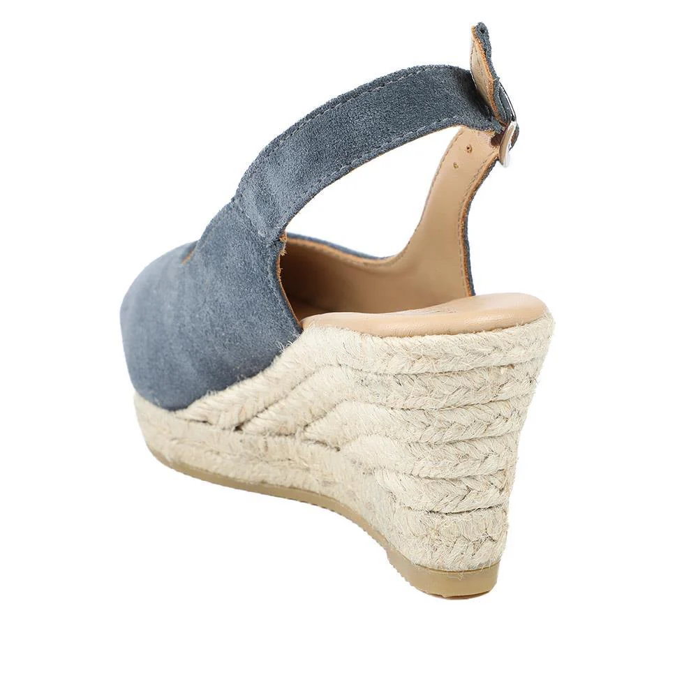 Raisa Leather Buckle Fasten Espadrilles - RAISA / 329 414 - Navy Suede - Image 3
