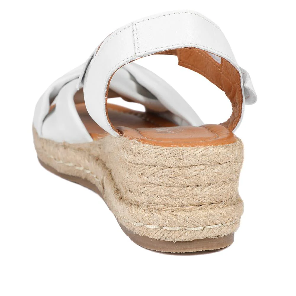Randine Adjustable Fasten Leather Espadrilles - RANDINE / 328 963 - Off White - Image 3