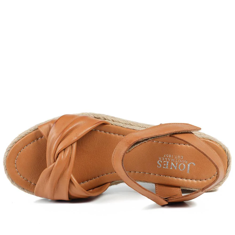 Randine Adjustable Fasten Leather Espadrilles - RANDINE / 328 963 - Tan Leather - Image 4