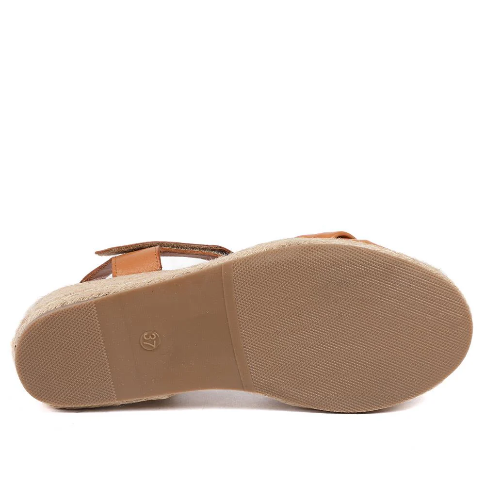 Randine Adjustable Fasten Leather Espadrilles - RANDINE / 328 963 - Tan Leather - Image 5