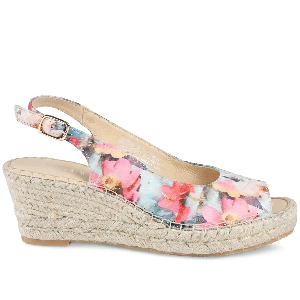 Raya Leather Slingback Wedge Espadrilles - RAYA / 329 133 - BLUE FLORAL - Image 2