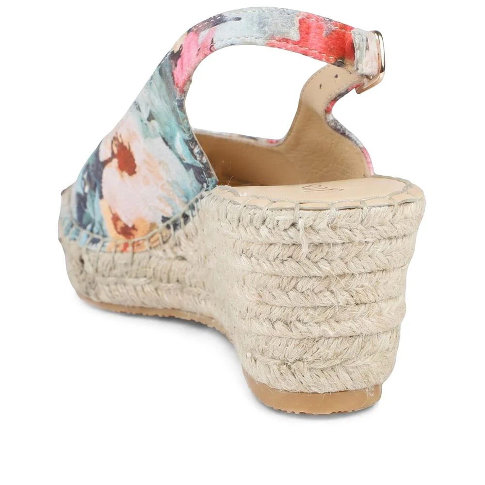Raya Leather Slingback Wedge Espadrilles - RAYA / 329 133 - BLUE FLORAL - Image 3