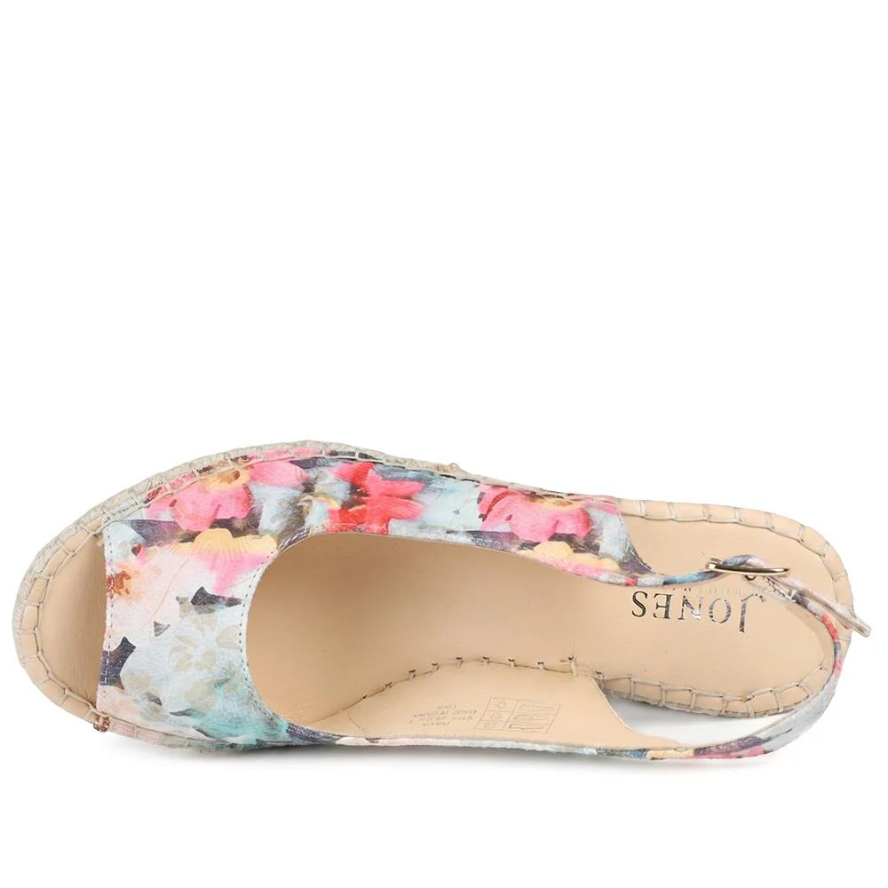 Raya Leather Slingback Wedge Espadrilles - RAYA / 329 133 - BLUE FLORAL - Image 4