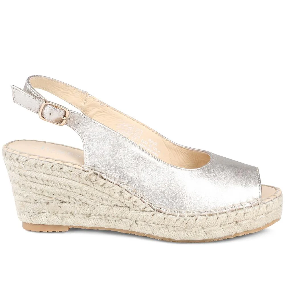 Raya Leather Slingback Wedge Espadrilles - RAYA / 329 133 - Rose Gold - Image 2