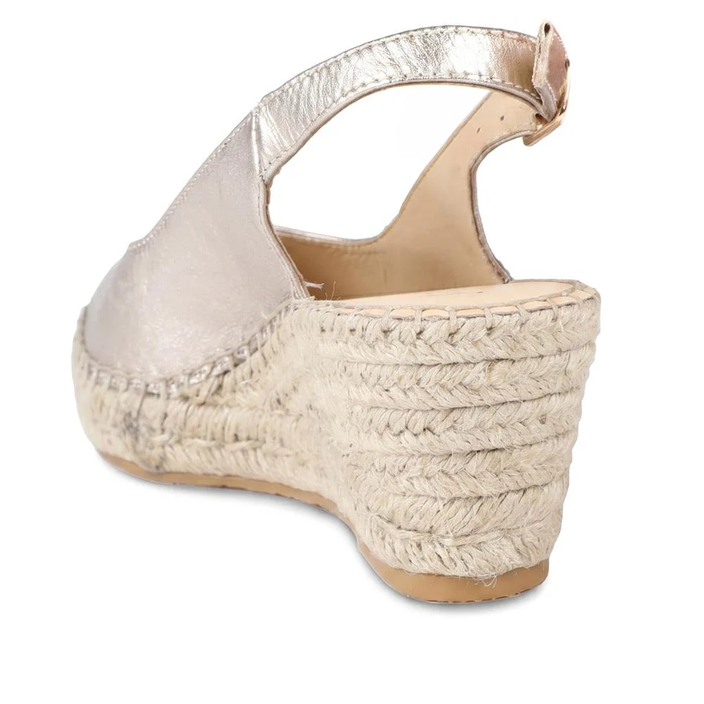 Raya Leather Slingback Wedge Espadrilles - RAYA / 329 133 - Rose Gold - Image 3