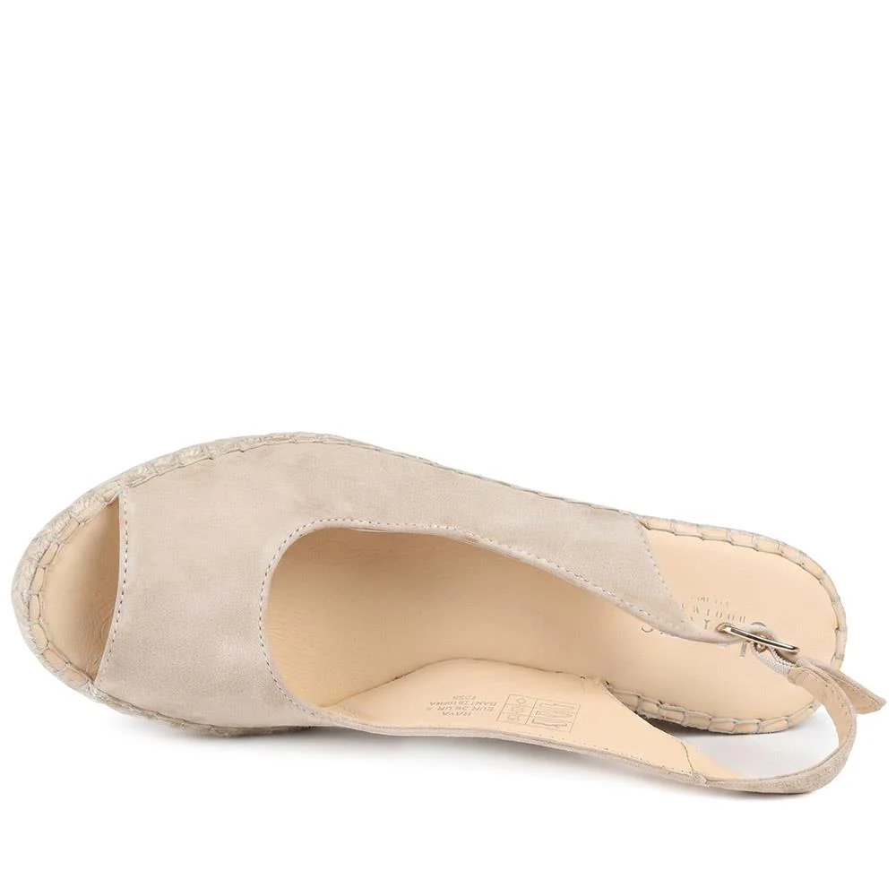 Raya Leather Slingback Wedge Espadrilles - RAYA / 329 133 - Sand Suede - Image 4