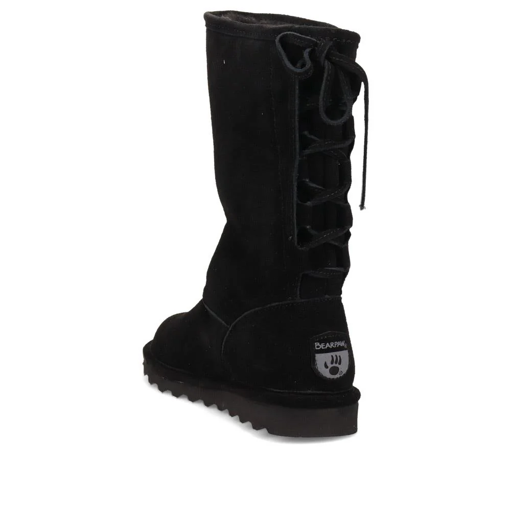 Rear-Laced Sheepskin Leather Boots - EDNB40064 / 326 905 - Black - Image 3
