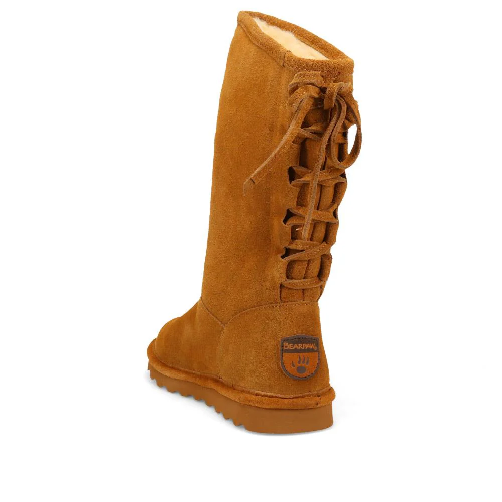 Rear-Laced Sheepskin Leather Boots - EDNB40064 / 326 905 - Chestnut - Image 3