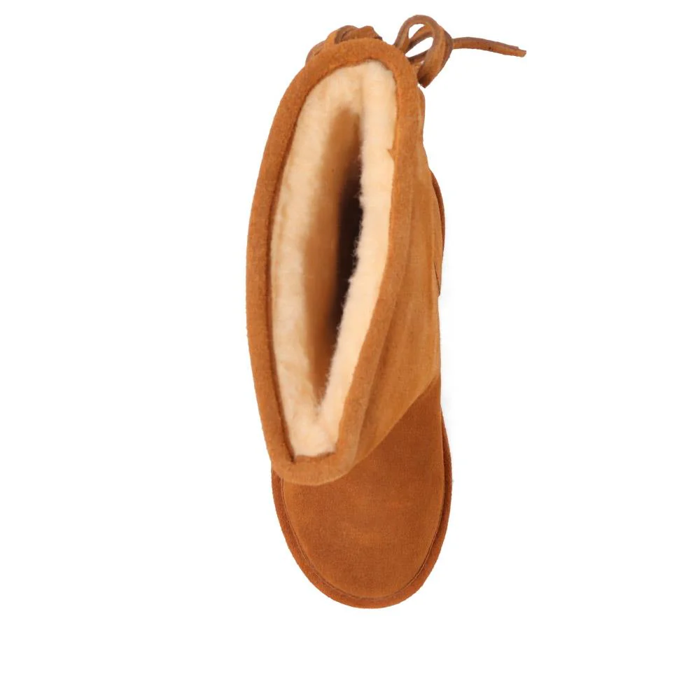 Rear-Laced Sheepskin Leather Boots - EDNB40064 / 326 905 - Chestnut - Image 5
