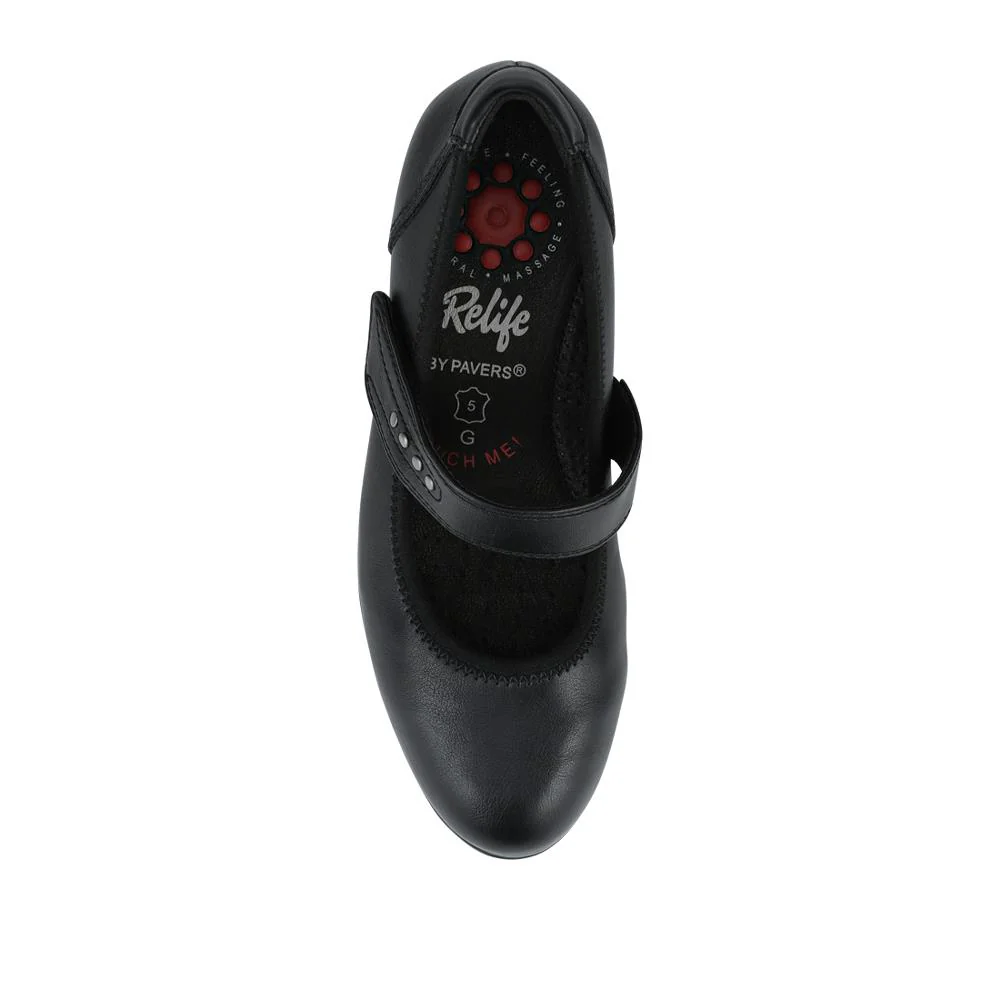 Relife Block Heel Touch Fasten Mary Janes - RELIF42010 / 327 919 - Black - Image 4