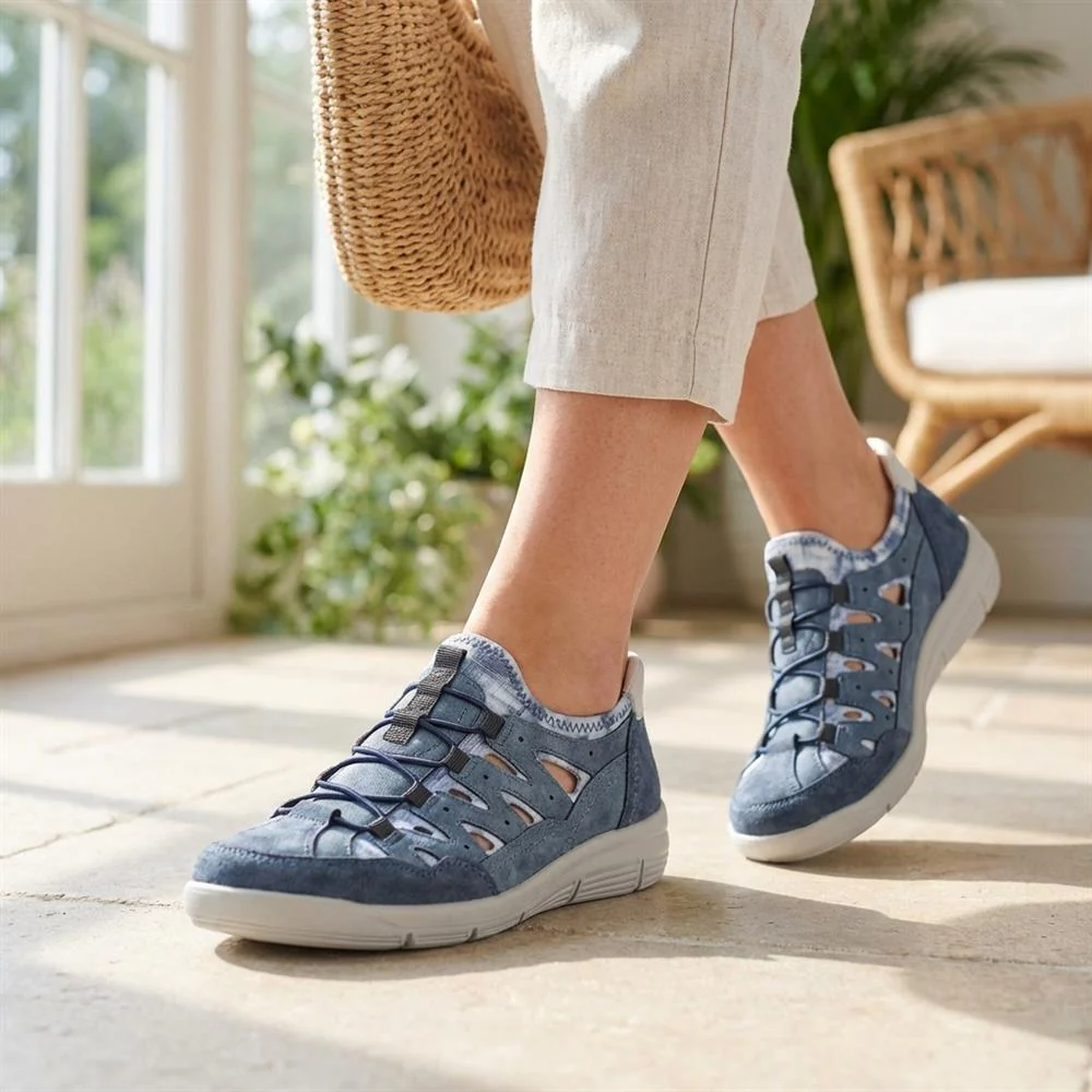 Relife Wide Fit Bungee Lace Slip On Shoes - RELIF43006 / 328 877 - Blue - Image 2