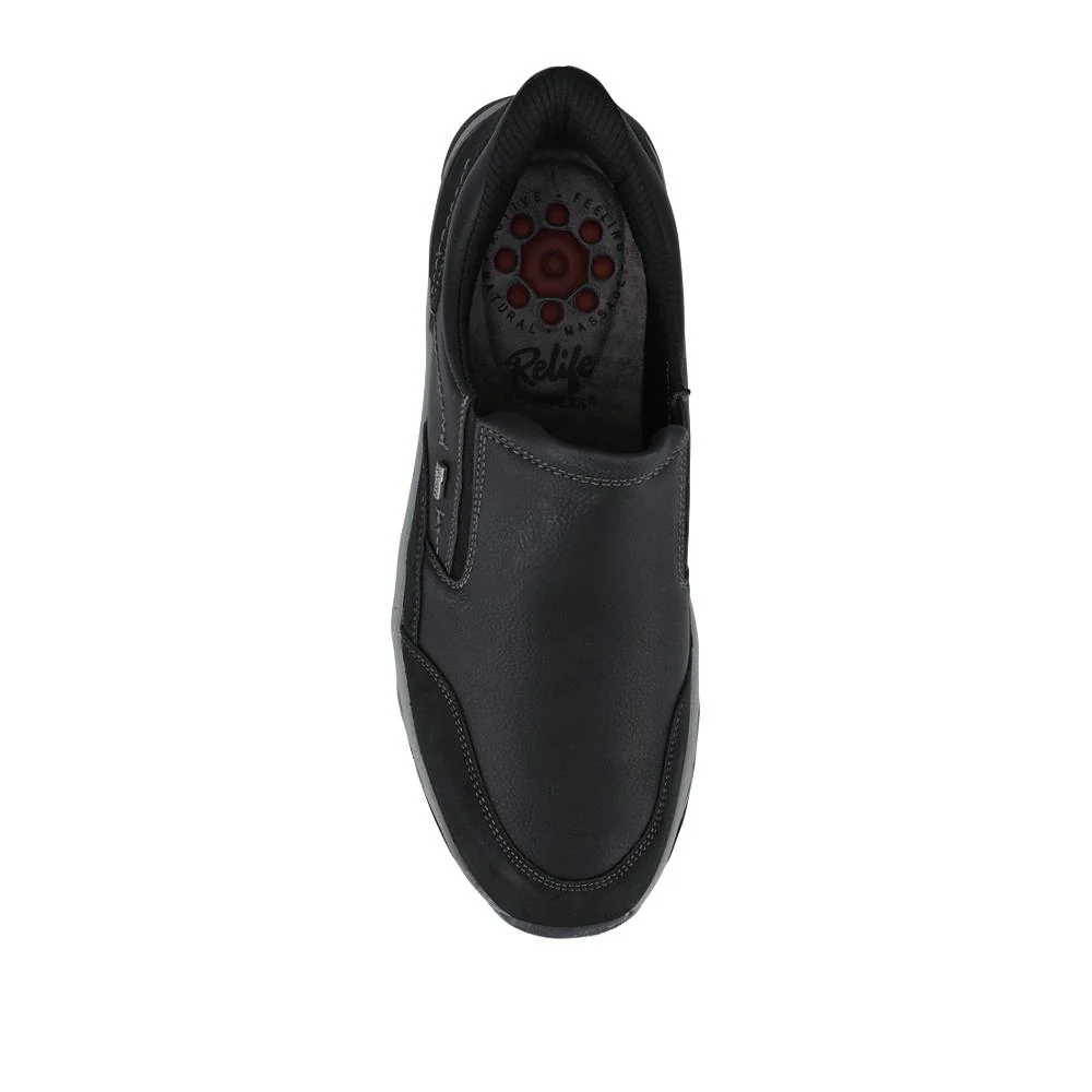 Relife Wide Fit Elasticated Slip-On Shoes - RELIF42001 / 327 807 - Black - Image 4