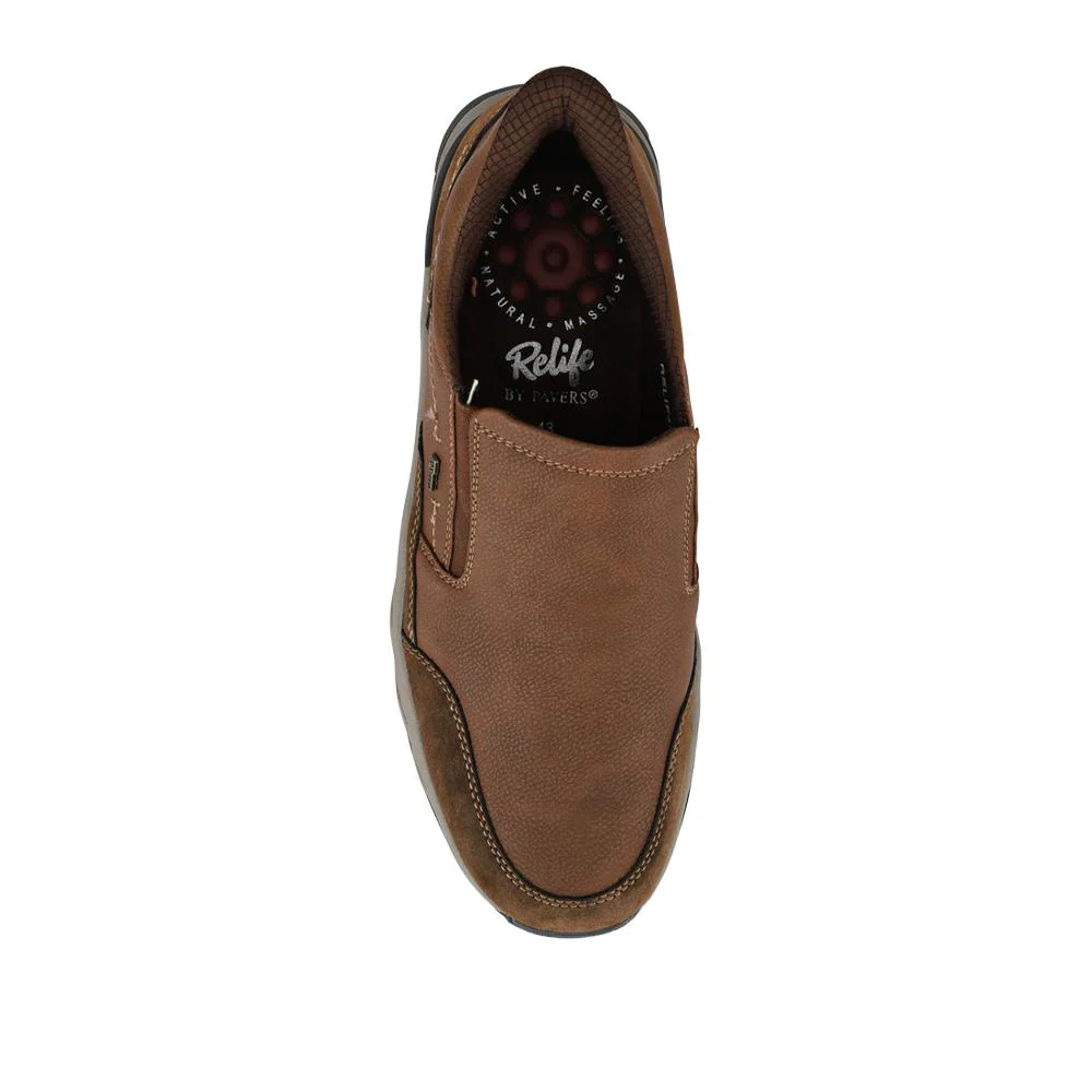 Relife Wide Fit Elasticated Slip-On Shoes - RELIF42001 / 327 807 - Cognac - Image 4