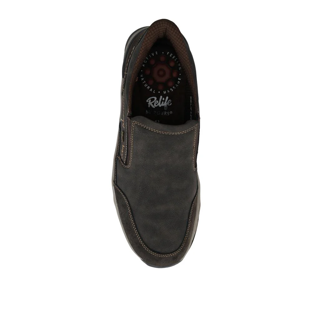 Relife Wide Fit Elasticated Slip-On Shoes - RELIF42001 / 327 807 - Dark Brown - Image 4