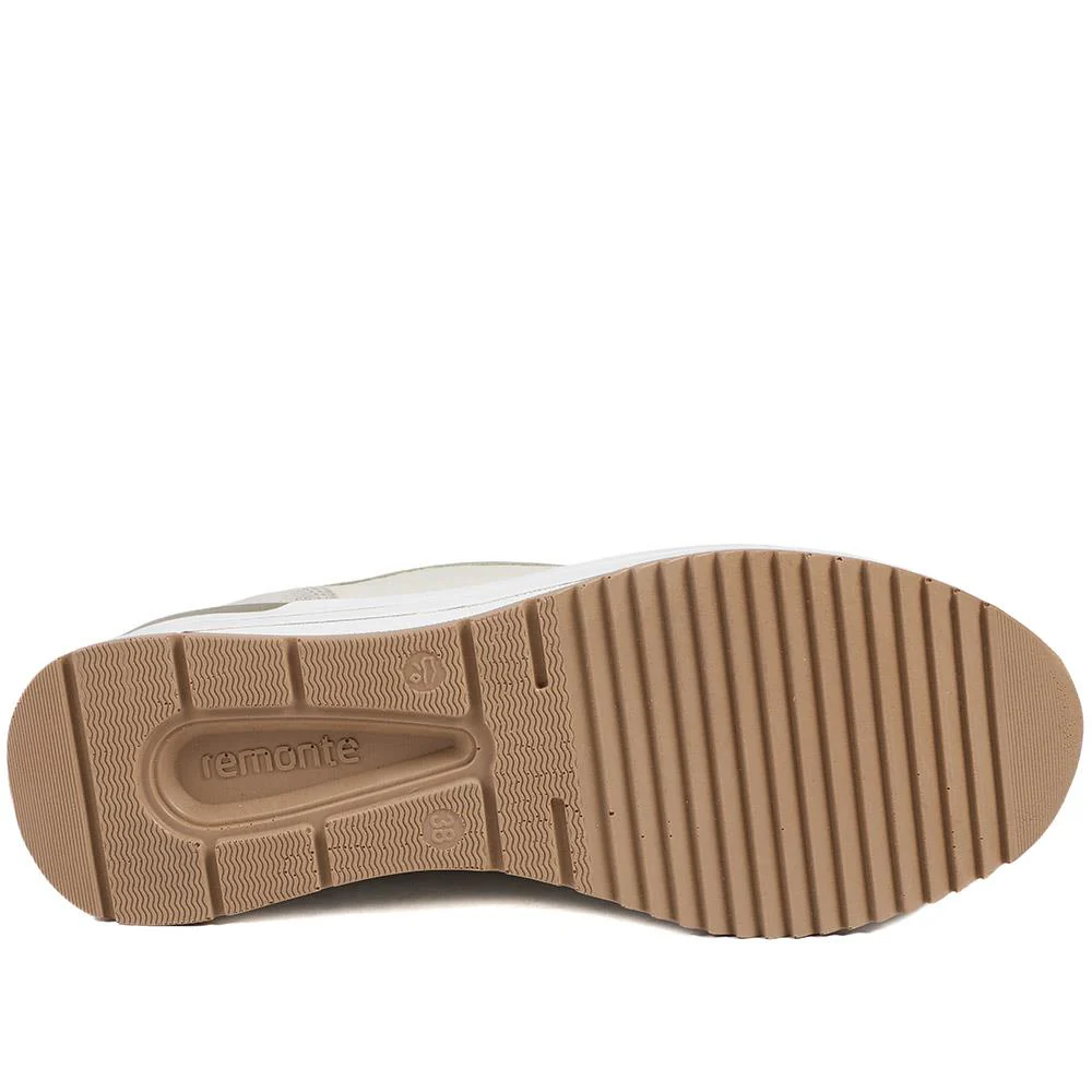 Remonte Cushioned Leather Zip & Lace Trainers - DRS43505 / 328 688 - Cream Multi - Image 6