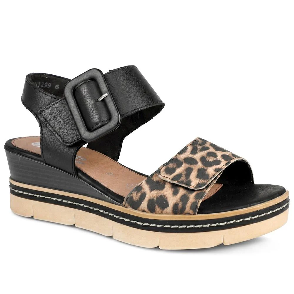 Remonte Dual Fasten Leather Wedge Heel Sandals - DRS43512 / 329 363