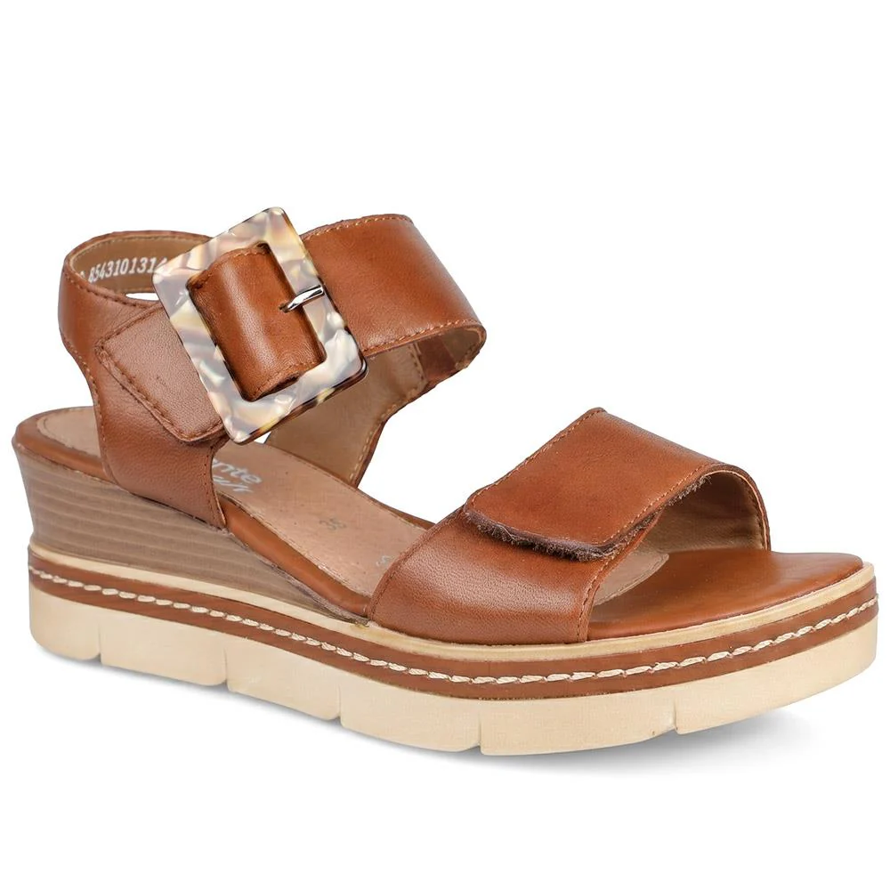 Remonte Dual Fasten Leather Wedge Heel Sandals - DRS43512 / 329 363 - Image 2