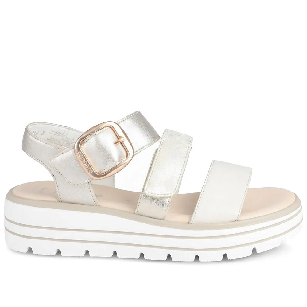 Remonte Leather Bibar Flatform Sandals - DRS43510 / 329 295 - Metallic - Image 2