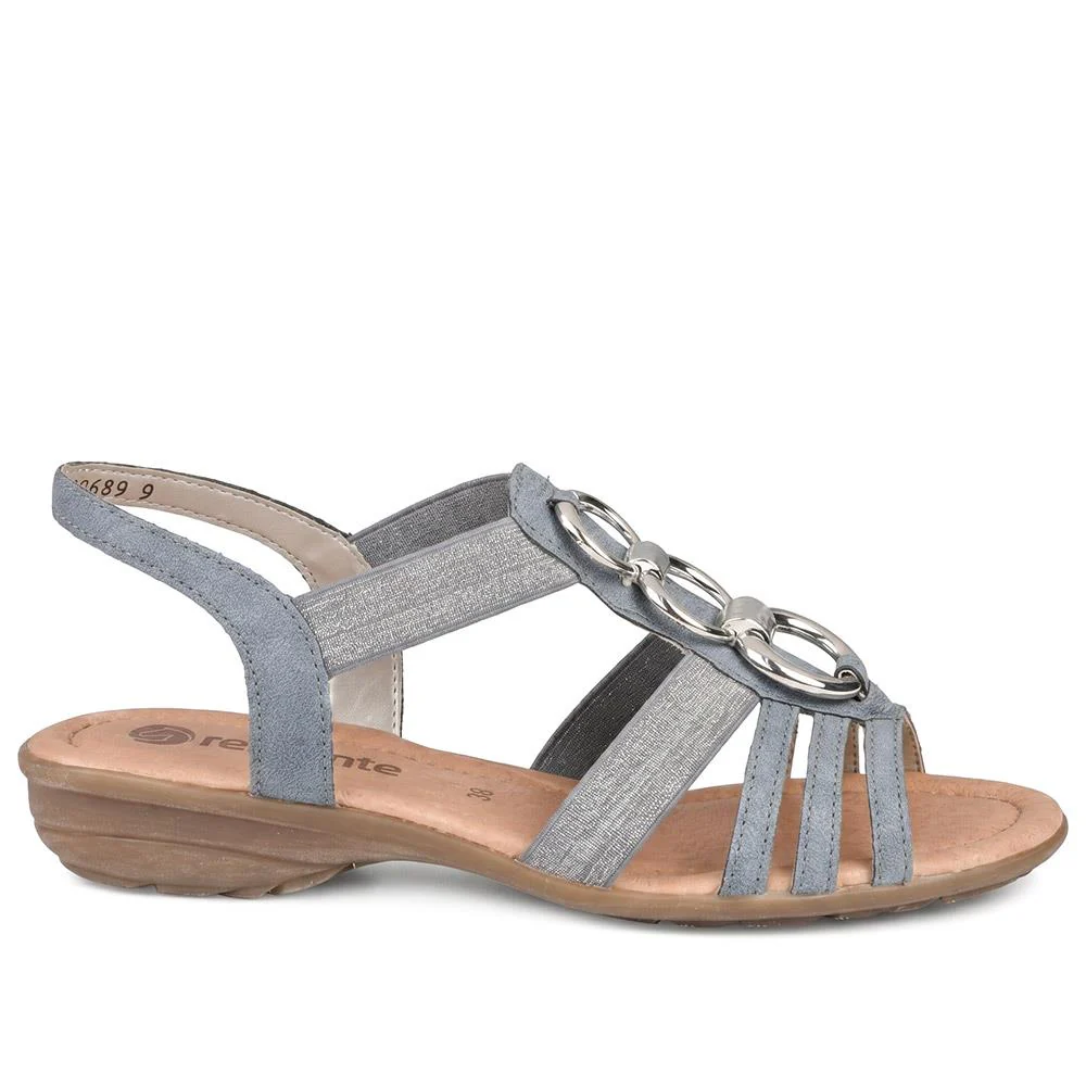 Remonte Leather Elastic Fit Sandals - DRS43513 / 329 371 - Blue - Image 2