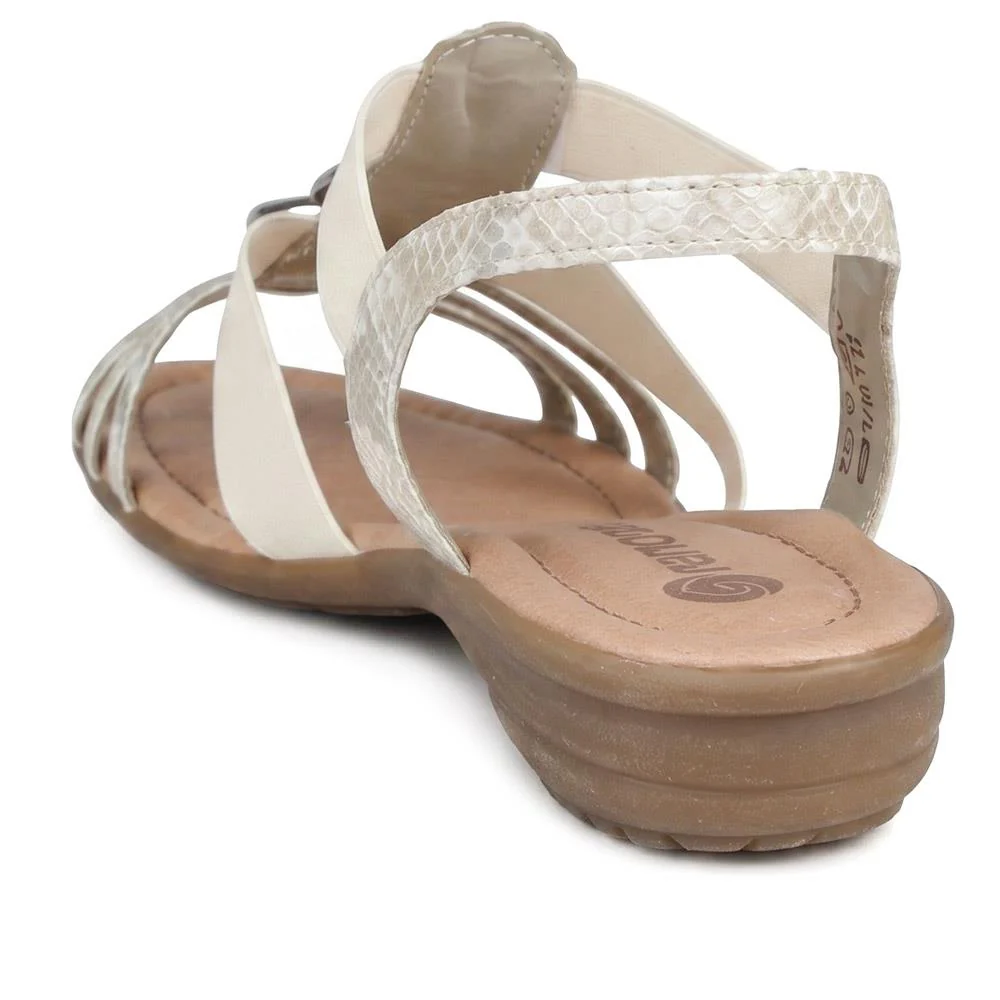 Remonte Leather Elastic Fit Sandals - DRS43513 / 329 371 - Off White - Image 3