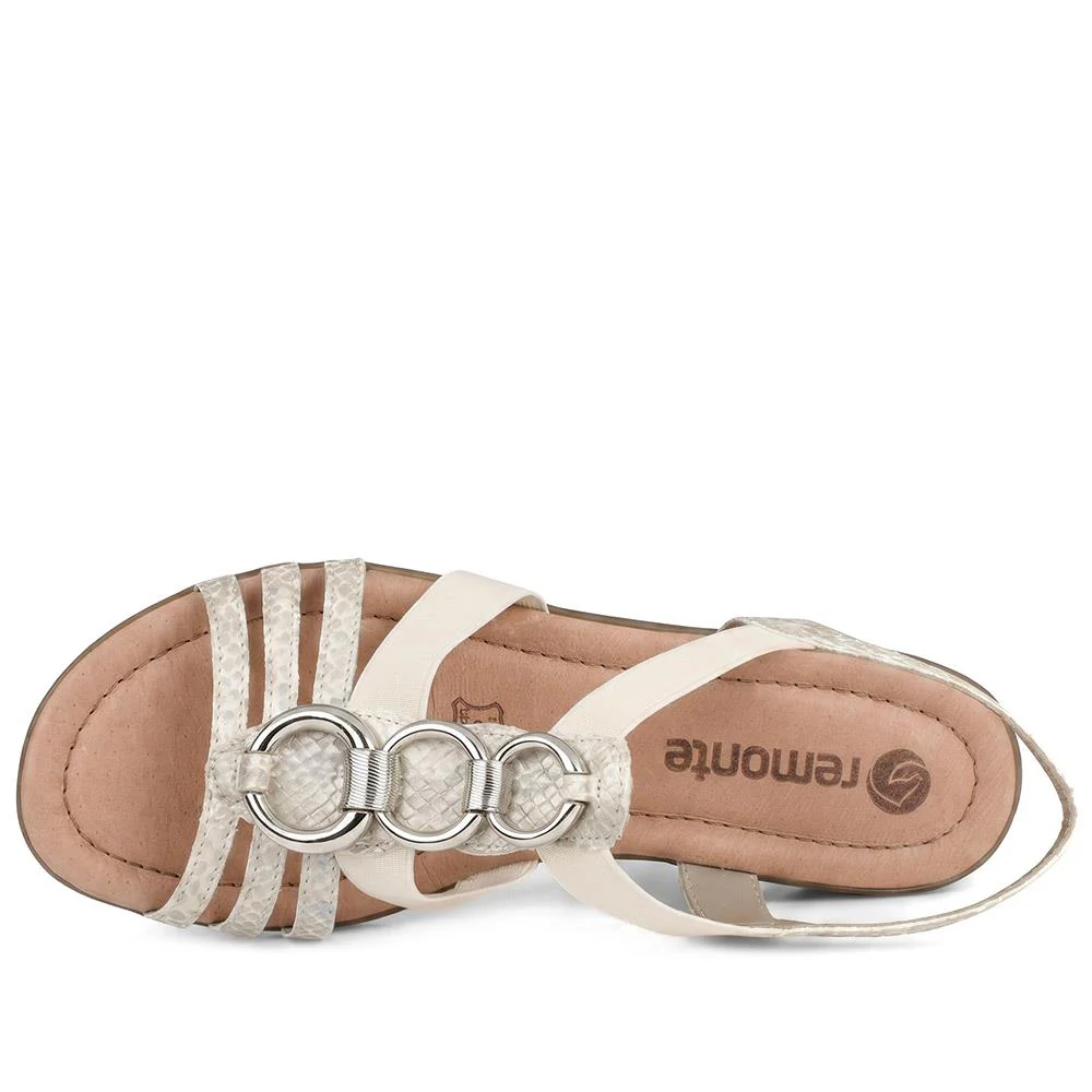 Remonte Leather Elastic Fit Sandals - DRS43513 / 329 371 - Off White - Image 4