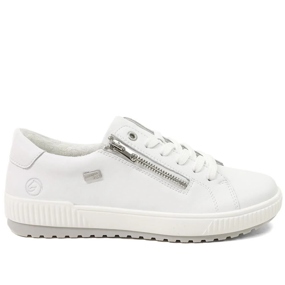 Remonte Leather Shower Resistant Trainers - DRS43504 / 328 687 - White - Image 3