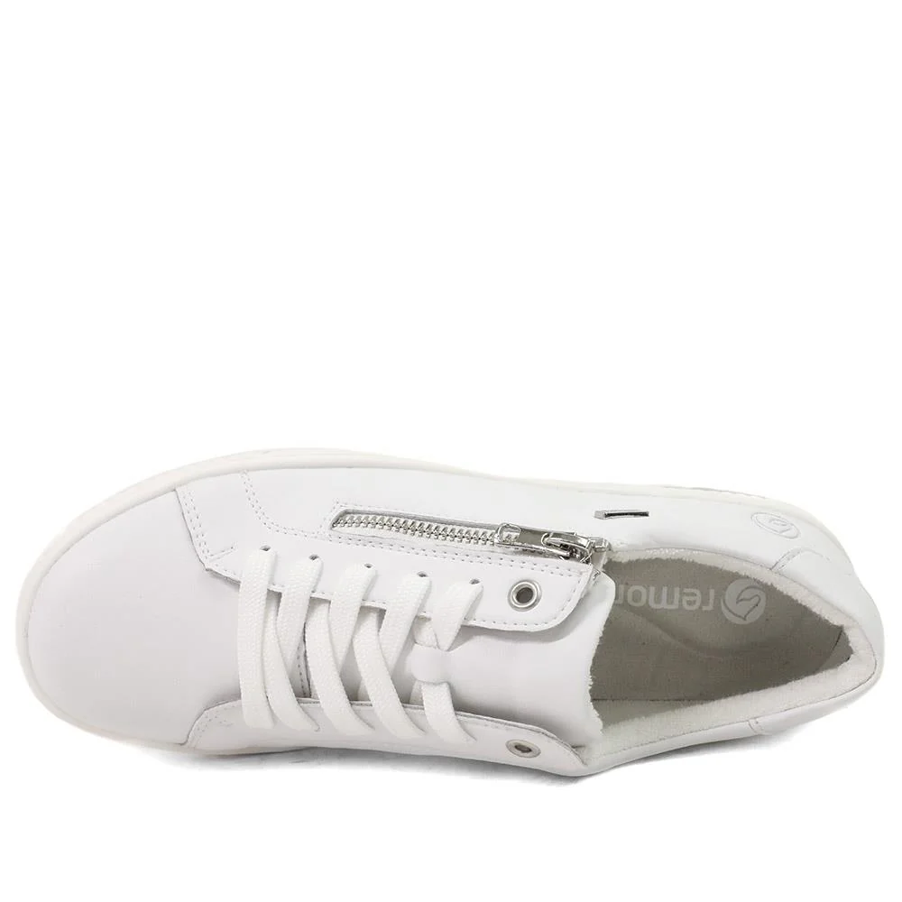 Remonte Leather Shower Resistant Trainers - DRS43504 / 328 687 - White - Image 5