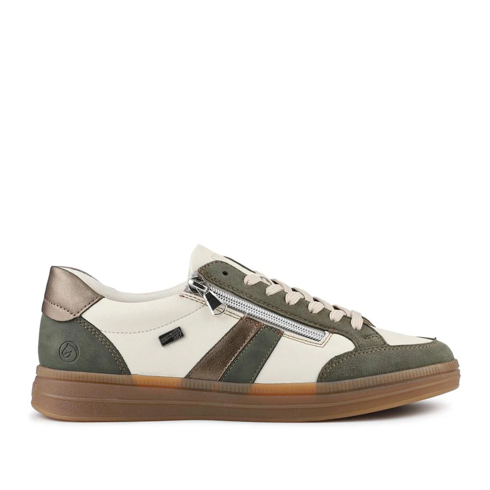 Remonte Leather Trainers With Zip Fastening - DRS42507 / 327 738 - Green Multi - Image 2