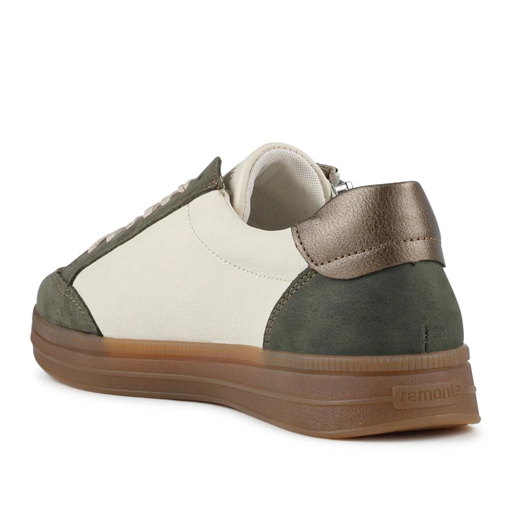 Remonte Leather Trainers With Zip Fastening - DRS42507 / 327 738 - Green Multi - Image 3