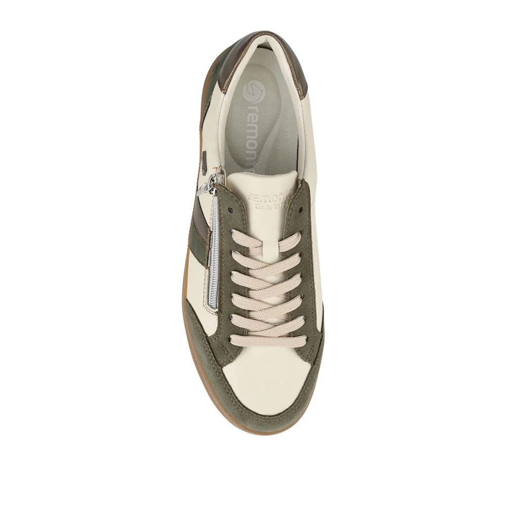 Remonte Leather Trainers With Zip Fastening - DRS42507 / 327 738 - Green Multi - Image 4