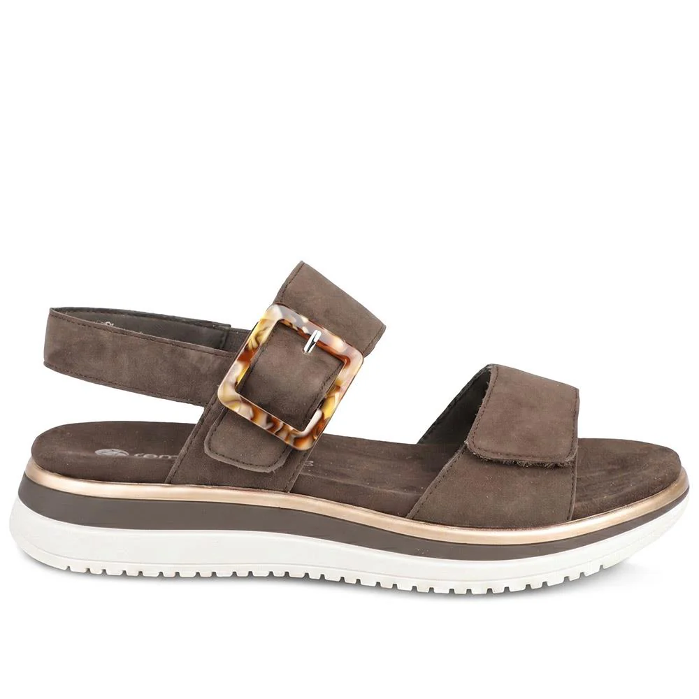 Remonte Leniella Square Leather Sandals - DRS43511 / 329 361 - Choco Suede - Image 2