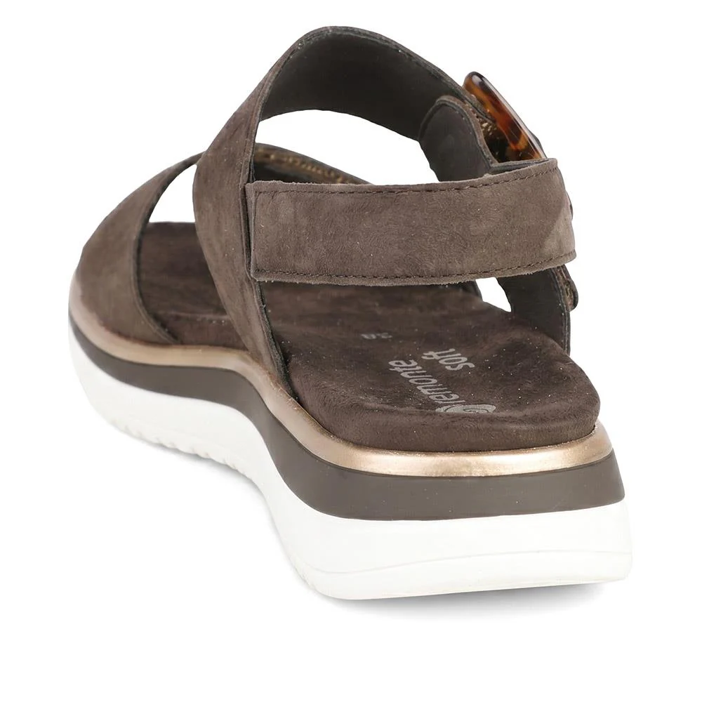 Remonte Leniella Square Leather Sandals - DRS43511 / 329 361 - Choco Suede - Image 3